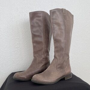 Brownish/Grey Knee-High Leather Boots